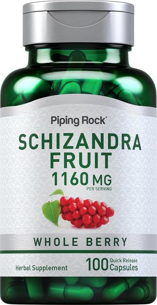 Piping Rock Schizandra Berry Fruit Capsules 1160mg | 100 Count | Non-GMO, Gluten Free Supplement