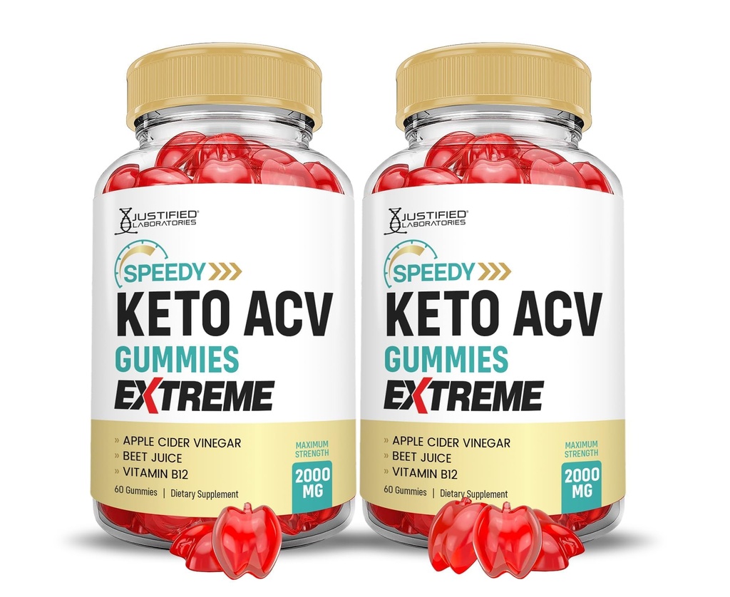 (2 Pack) Speedy Keto ACV Gummies Extreme 2000MG Speedy Keto Gummies Advanced Formula Apple Cider Vinegar with Pomegranate Beet Buice Powder B12 Vegan Non GMO 60 Gummys