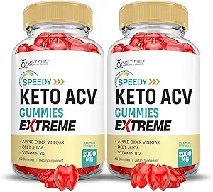 Justified Laboratories (2 Pack Speedy Keto ACV Gummies Extreme 2000MG Speedy Chem Gummies Advanced Formula Apple Cider Vinegar with Pomegranate Beet Juice B12 Vegan Non GMO 60 Gummys