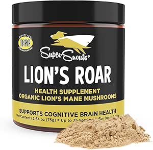 Super Snouts Lion's Roar Lion's Mane Mushroom Supplement for Dogs and Cats, 2.64oz - USA Organic Lions Mane for Cognitive Function and Brain Health
