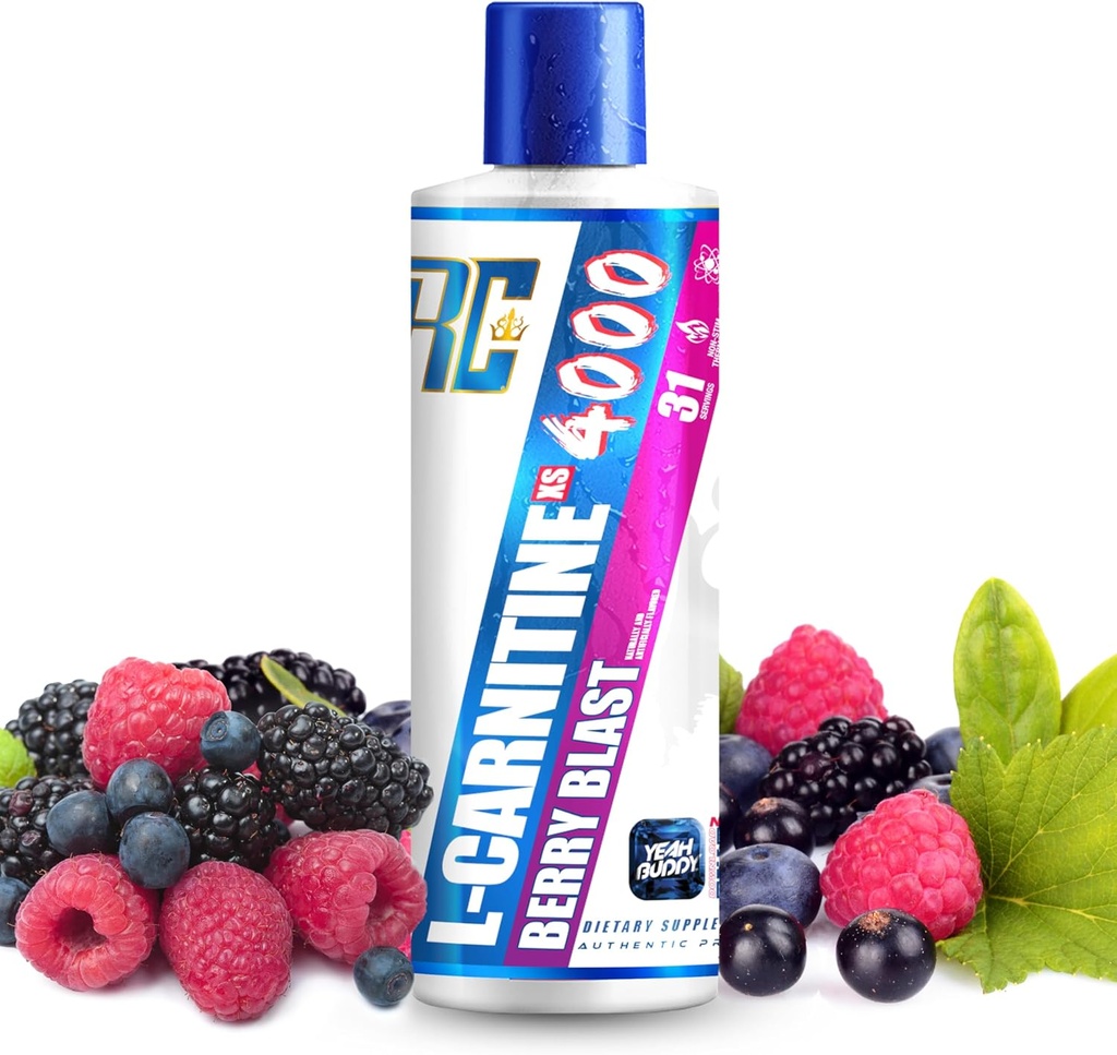 Ronnie Coleman Signature Series L Carnitine XS 4000 Liquid, Simulant Free, Sugar Free, Zero Carbs, Lean Muscle Strength Support for Men & Women, Amino Acid Supplement, Berry Blast Flavor, 16 Oz
