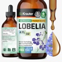 BIO KRAUTER Lobelia Tincture for Lung Cleanse & Detox - Pure Vegan Lobelia Herb Sıvısı - 4 Fl.Oz 168 Tedarik Günleri - Respiratory Desteği Tamam - Alkol & Şeker Ücretsiz, Non-GMOMO