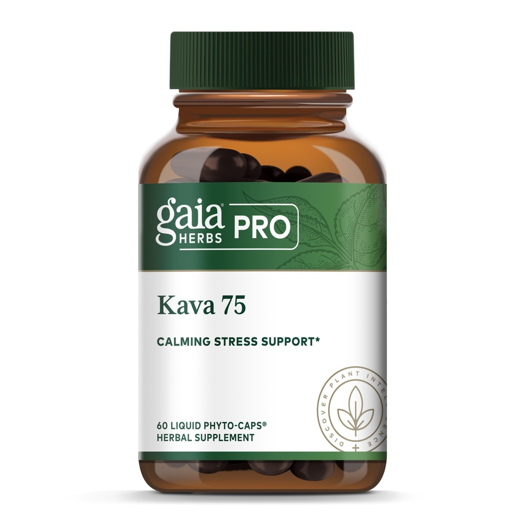 Gaia Herbs PRO Kava 75 - Stres Desteği Tamam - Calm & Relaxation'ın bir hissi - 60 Sıvı Phyto-Caps