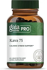 Gaia Herbs PRO Kava 75 - Stres Desteği Tamam - Calm & Relaxation'ın bir hissi - 60 Sıvı Phyto-Caps