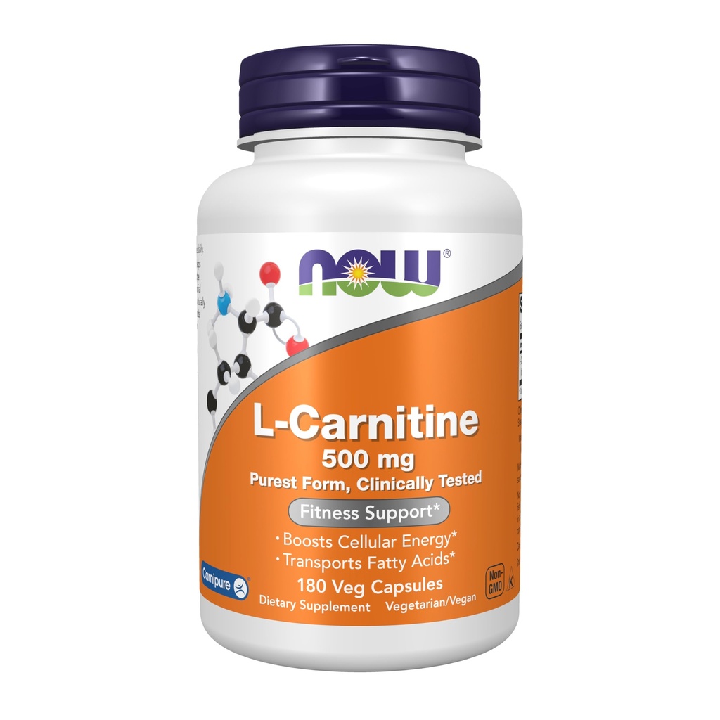 Şimdi Gıdalar Tamamlıyor, L-Carnitine 500 mg, Purest Form, Amino Asit, Fitness Desteği*, 180 Veg Capsules