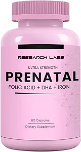Research Labs Prenatal Vitamins for Women: 6X More Bioavailable Methylated Folate Folic Acid MTHF 5 | Supports Brain Development, Healthy Growth
