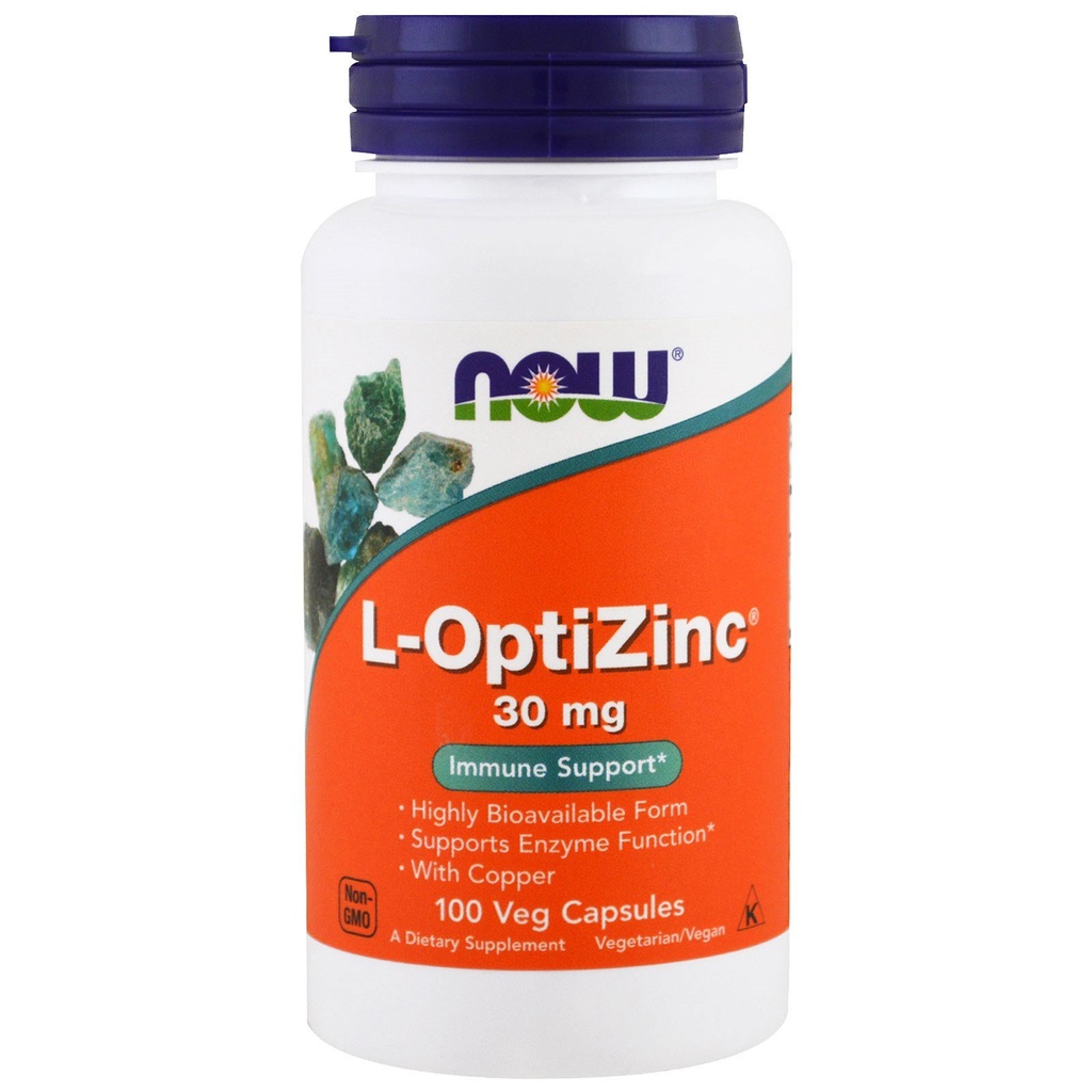 NOW Opti L-zinc, 30mg, 100 Capsules (Pack of 3)