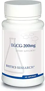 Biotics Research EGCG 200 mg Green Tea Extract, Camellia sinensis, 50% EGCG, Polyphenols, Cardiovascular Support, Neuroprotection, Healthy Immune Function, Maintain Healthy Metabolism, 60 Capsules