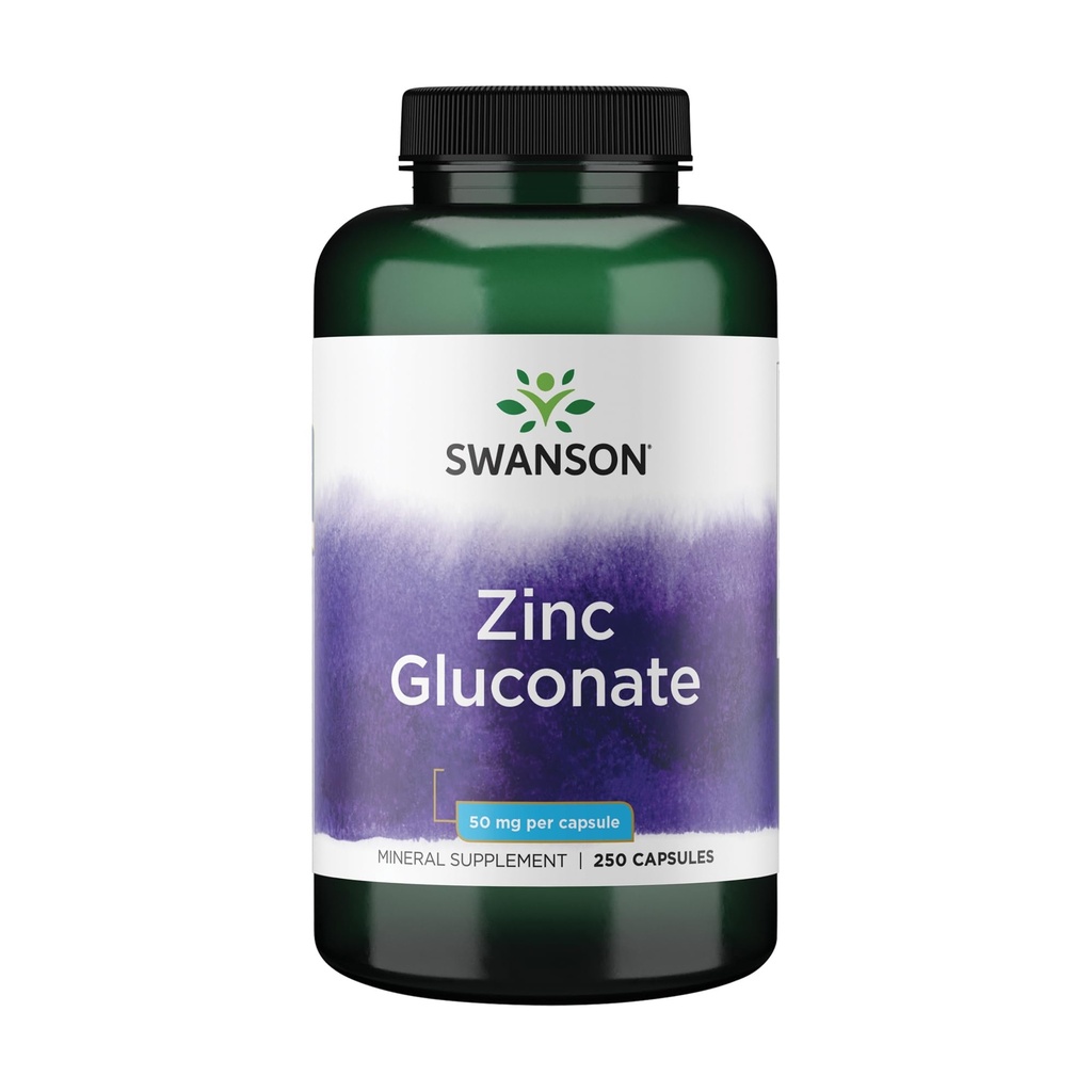 Swanson çinko Gluconate - Mineral Supplement Prostate Health, Vision Health, & Immune Support - Optimal Aborpsiyon için Gluconate Form - (250 Capsules, 50 mg Her)