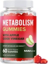 Metabolism Apple Cider Vinegar | Enerji, Digestion & Lean Body Mass Support | Apple Cider Vinegar Gummies with The Mother, B12 & Folate | Metabolism Support for Women & Men | 60 Ct.