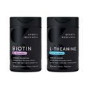 Sports Research Vegan Biotin 10,000mcg with Coconut Oil Max Strength Vitamin B7 120 Softgels (4 Month Supply) and Double Strength L-Theanine Supplement for Focus, Relaxation & Alertness 200mg 60 Count