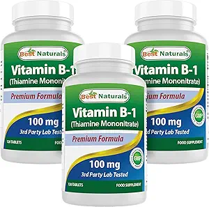 Best Naturals Vitamin B1 as Thiamine Mononitrate 100 mg Tablets (120 Count (Pack of 3))