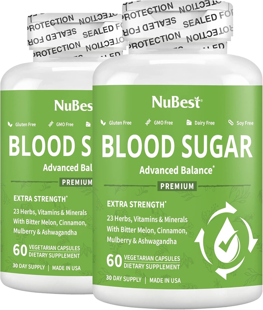 Kan Şeker - Bitter Melon ile Gelişmiş Formula, Ashwagandha, Cinnamon, Kromium, Magnezyum, Vitaminler, Alfa Lipoic Asit, Cayenne Pepper & More | Pack 2