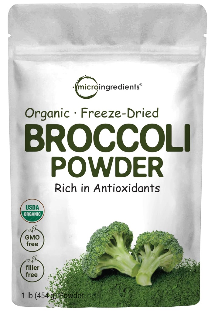 Organik Broccoli Toz, 1 Pound, Freeze, Contains Natural DIM (Diindolylmethane) ve Fiber ve Immune Vitamin C, Green Superfood for Smoothie & Drinks, Vegan Friendly Friendly Friendly Friendly