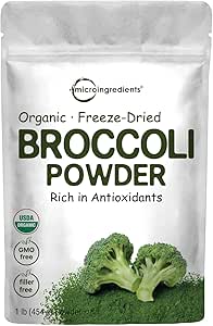 Organik Broccoli Toz, 1 Pound, Freeze, Contains Natural DIM (Diindolylmethane) ve Fiber ve Immune Vitamin C, Green Superfood for Smoothie & Drinks, Vegan Friendly Friendly Friendly Friendly