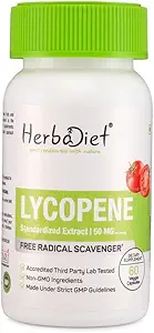Lycopene 50 mg Capsules - Doğal Prostate Health Support Supplements for Men - Immune Support, Antioksi, Vizyon Desteği, Kalp Sağlığı, Göz Sağlığı - Saf Domatesi (120 Capsules)