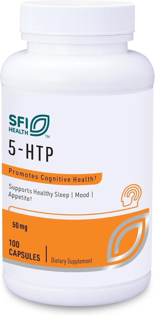 Klaire Laboratuvarları SFI Health 5-HTP 50 mg - Griffonia Tohum Ekstraksiyonundan Hipoallergenik 5HTP - Hydroxytryptophan Serotonin Destek Supplement Mood (100 Capsules)