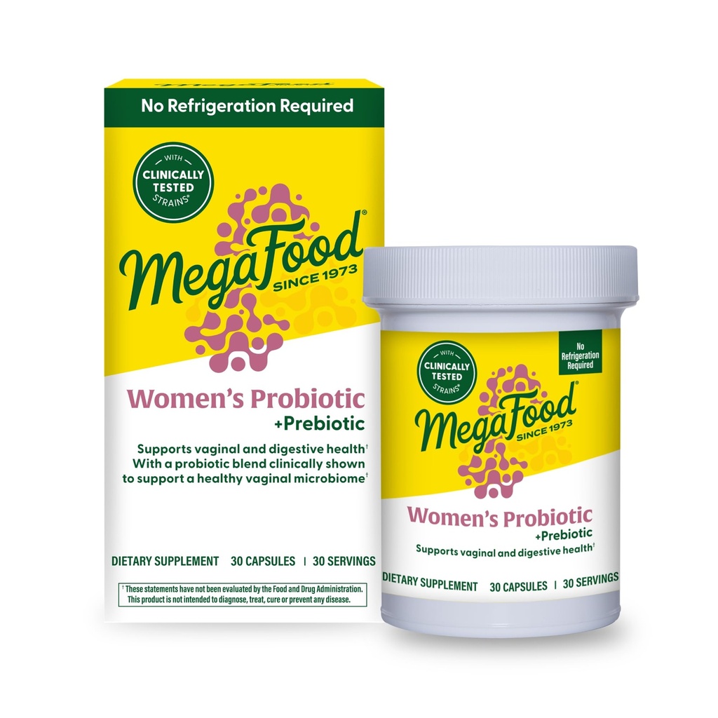 MegaFood Womens Probiyotik + Prebiyotik - Gluten-Free Prebiyotiks and Probiyotiks for Women, Supports Digestive Health & Regularity, Vaginal Probiyotiks for Health Levels, Vegetarian - 30 Capsules