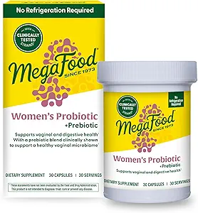 MegaFood Womens Probiotic + Prebiotic - Gluten-Free Prebiotics and Probiotics for Women, Supports Digestive Health & Regularity, Vaginal Probiotics for Healthy pH Levels, Vegetarian - 30 Capsules
