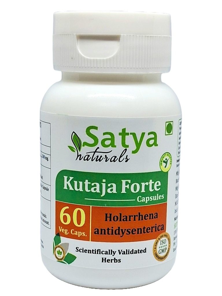 Kutaja Forte Capsules 500 mg. 60 Veg. Capsule | Kutaja (Holarrhena Antidysenterica) Erkekler ve kadınlar için Kapsüller | Ayurvedic Herbal Supplement/R kaçtılar | 10:1 Forte (1 60 Capsules Şişe)