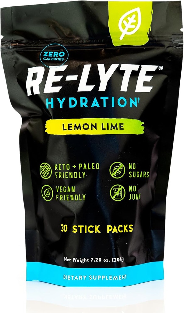 REDMOND Re-Lyte Ηλεκτρολυτικό πόσιμο μείγμα σκόνης (Lemon Lime), 30 Stick συσκευασίες