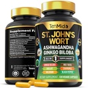 St.John's Wort Supplement - 8in1 Formula - Ashwagandha, Ginkgo Biloba, Shilajit, Valerian, Holy Basil, Chamomile ve Black Pepper - 4 Ay boyunca 120 Vegan Capsules