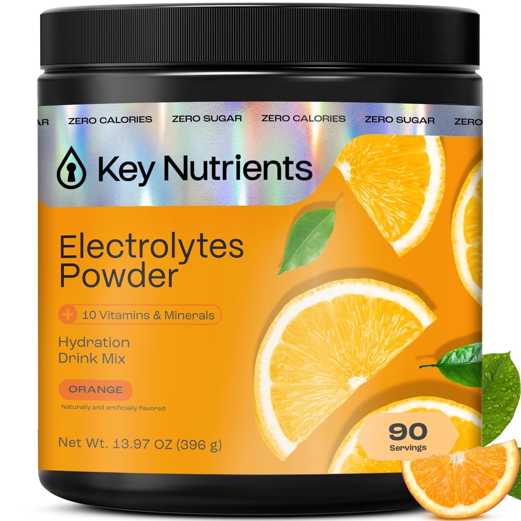 KEY NUTRIENTS Multivitamin Elektrolytes Toz No Sugar - Tangy Orange Electrolyte Toz - Endurance & Energy Supplement - Hydration Toz - No Calories - 90 Servisler - ABD'de Yapıldı