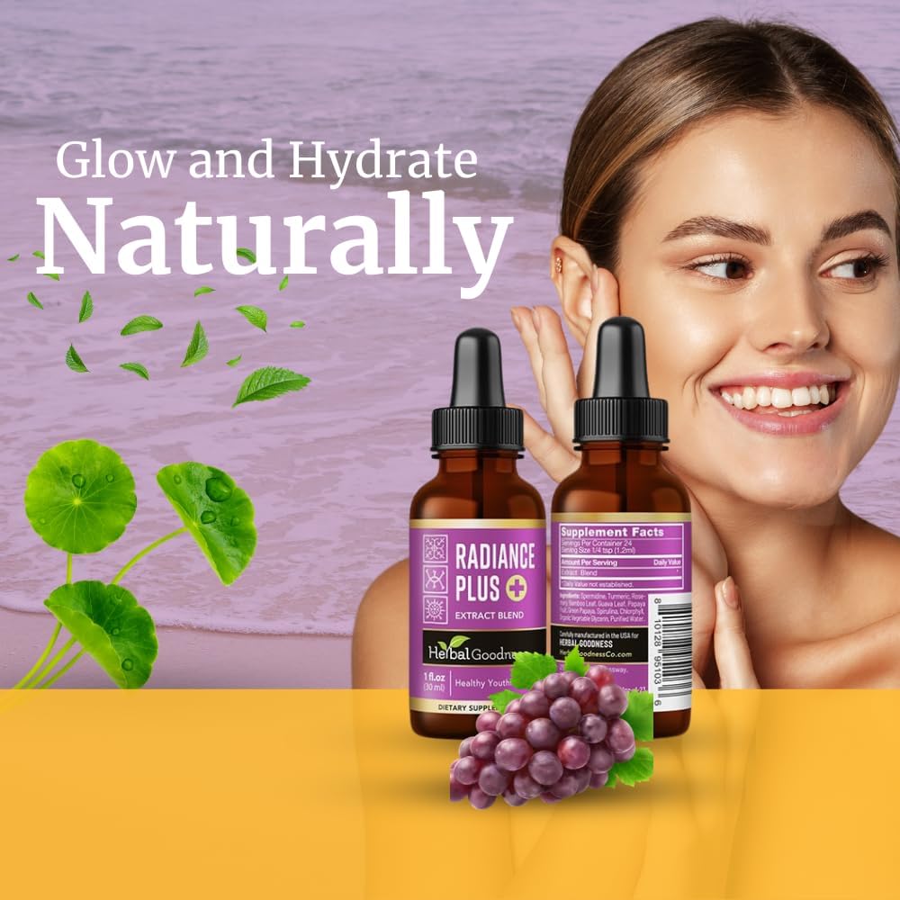 Herbal Goodness Slidece Boost Liquid Collagen 1oz – Vital Proteins Collagen,, Liposomal Glutathione, Hair Skin Nails Vitamins for Women & Men – Glow-Enhancing Collagen Liquid Formula