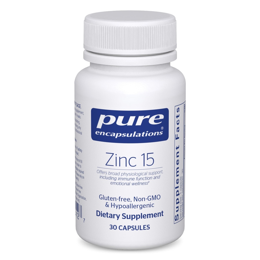 Pure Encapsulations çinko 15 mg - Immune System Support, growth & Development - Yara şifası için - 30 Capsules