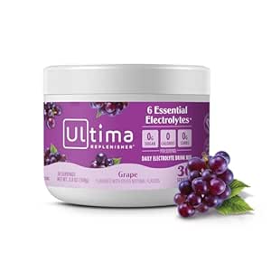 Ultima Repleniser Daily Electrolyte Powder Drink Mix – Χωρίς ζάχαρη – Σταφύλι, 30 Σερβιέτες – Ενυδατική σκόνη με 6 Ηλεκτρόλυτα και Ιχνηλάτηση Ορυκτών – Κέτο Φιλικό, Vegan, Μη ΓΤΟ