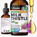 BIO KRAUTER Milk Thittle Liquid Drops - Γάλα Thittle Silymarin συμπλήρωμα στήριξης ήπατος - Αλκοόλ & Ζάχαρη Δωρεάν Βάμμα για Liver Cleanse Detox - 2 Fl. Oz.