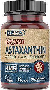 Deva Beslenme Vitaminleri Astaxanthin 4 mg, Vegan, Haematococcus Pluvialis Microalgae, 30 Capsules, 1-Pack