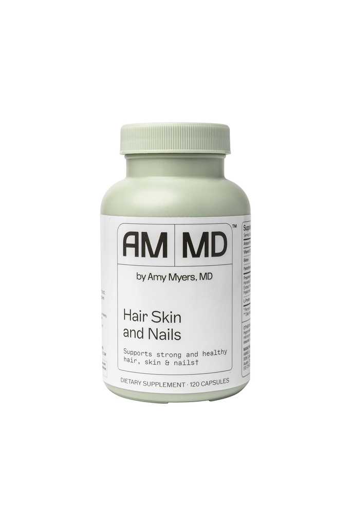 Amy Myers MD Δέρμα μαλλιών και νύχια - Υποστηρίζει ισχυρή μαλλιά, Radiant Δέρμα & υγιή νύχια - L-Proline, Αλογοουρά, Υαλουρονικό οξύ - Χωρίς γλουτένη - 120 κάψουλες (30 εξυπηρετούν)