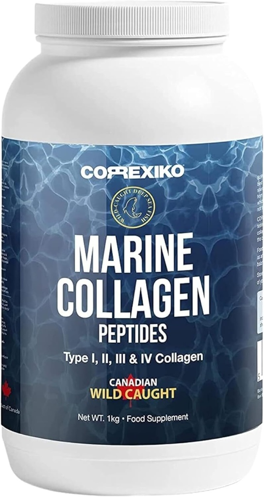 Hydrolyzed Marine Collagen Peptides Peptides σε σκόνη. Καναδικό δέρμα άγριων ψαριών (όχι κλίμακες)-Colageno Hidrolizado en Polvo-Vital Protein Supplement for Skin, Hair, Joints and Digestion, Marine Powder (1kg)