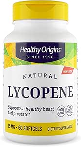 Sağlıklı Origins Lycopene 15 mg (Doğal, Non-GMO, Gluten Free, Skin Support, Prostate Support), 60 Softgels