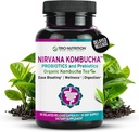 TRIO NUTRITION Nirvana Kombucha - Multi-Strain Probiyotiks & Prebiyotik Mix with Organic Tea - Gegestive & Immune Health - Bloating Relief - Natural pH Balance
