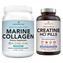 AMANDEAN Premium Kretine HCl & Marine Collagen Sche. USA-Made CON-CRET. 7X Mekanik. Wild-Caught Hydrolyzed Fish Collagen protein. Anti-Aging. Kurtarma ve Lean Muscle. Sağlıklı Cilt