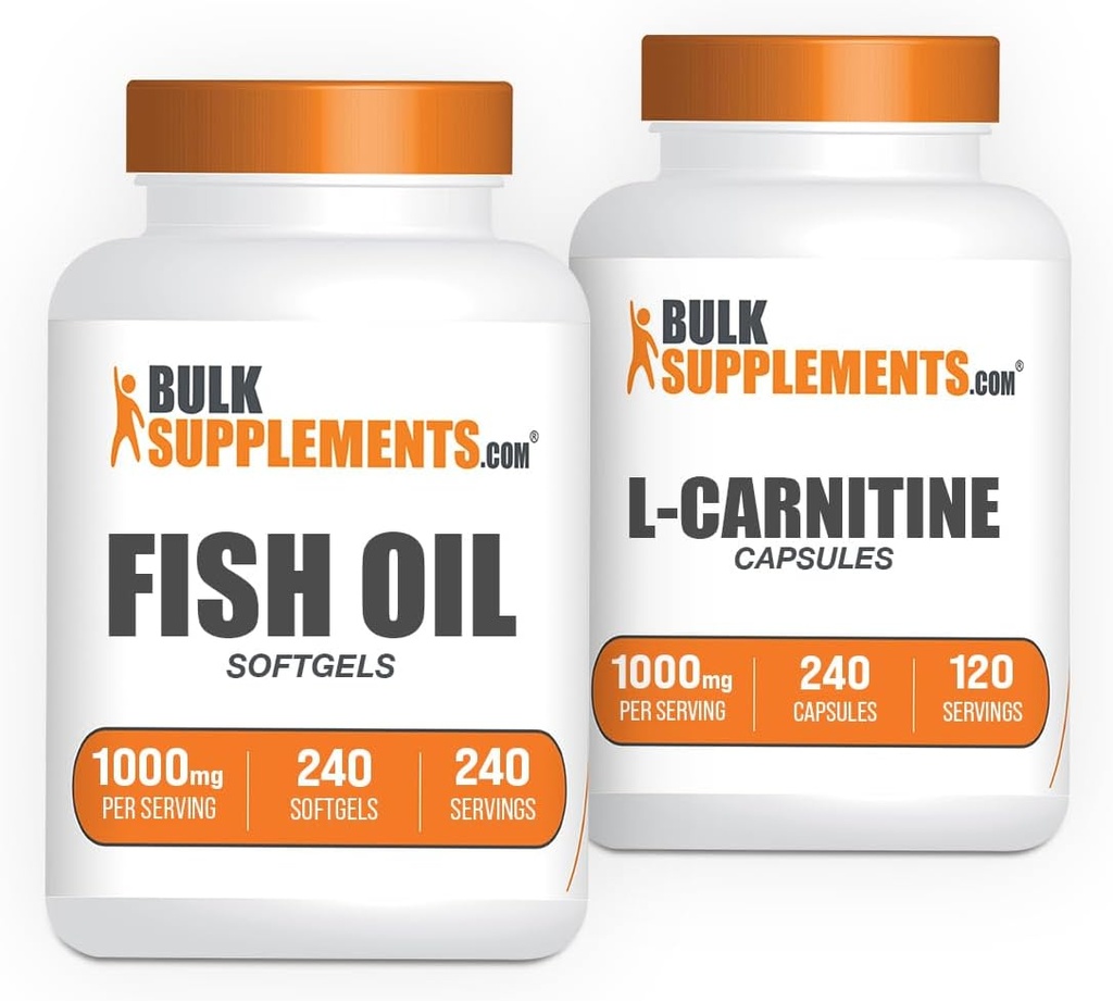 BulkSupplements Fish Oil 1000 mg Softgels + L-Carnitine Capsules