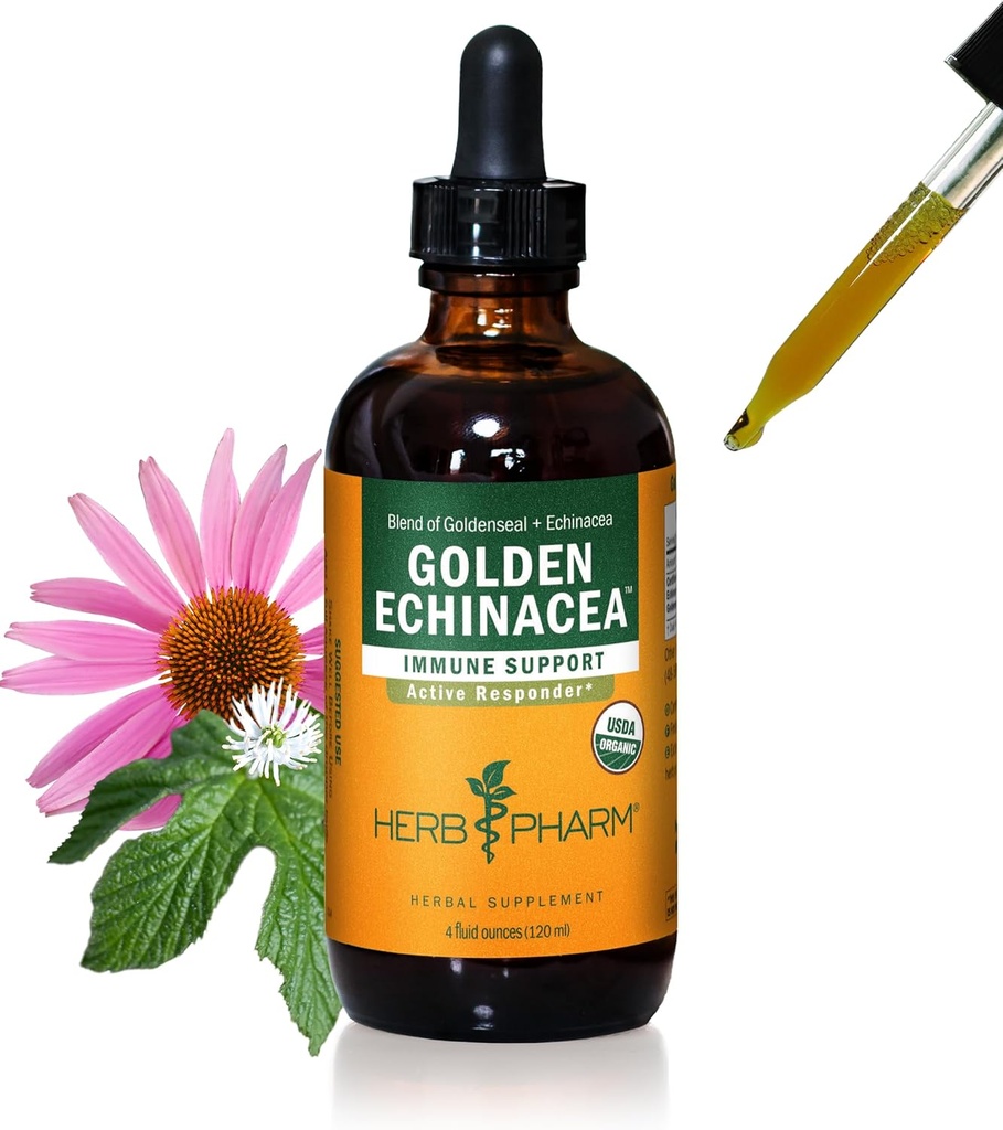 Βότανο Pharm Certified Organic Golden Echinacea Liquid Extract for Immune System Support - 4 Ουγγιά