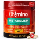 Oh!mino Metabolism Enerji Dönüşümü w/L-Carnitine, Phenylcapsais, & Vitamin B3 - Non-Jitters, Stimt-Free, Vegan, Non-Dairy Capsules (60 Hizmet)