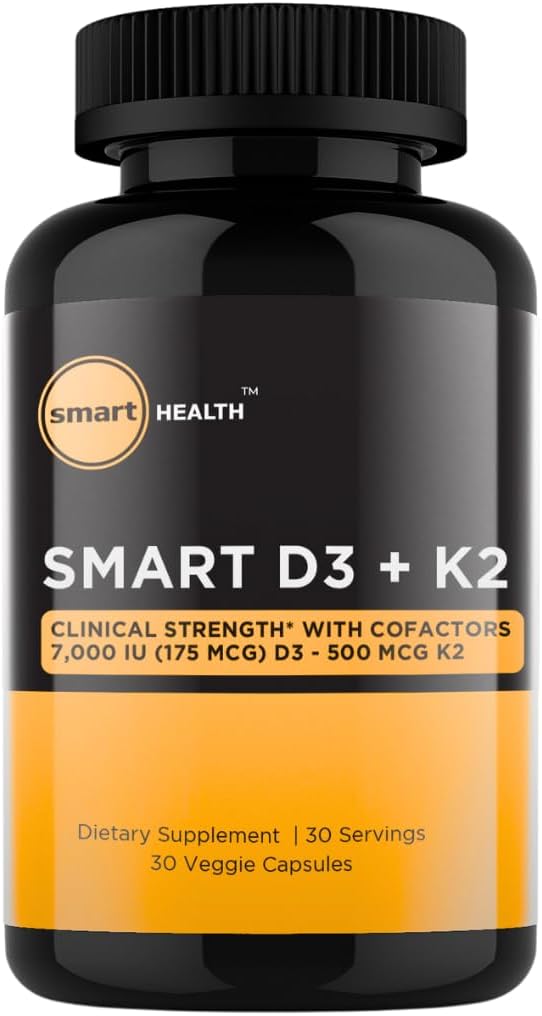 D3 + K2 - Bone Health & Immune Support - 7000 IU(175 MCG)D3 + 500 MCG K2 - Cophas B6, Magnezyum & çinko - Gluten Free, Vegan, Non-GMO - Diyetsel Supplement - 30 Ve Capsuleggies