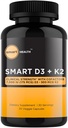 Βιταμίνη D3 + K2 - Υγεία των οστών & Ανοσοποιητική Υποστήριξη - 7000 IU(175 MCG)D3 + 500 MCG K2 - Συνεργάτες B6, Μαγνήσιο & Ψευδάργυρος - Χωρίς γλουτένη, Vegan, Μη ΓΤΟ - Συμπλήρωμα διατροφής - 30 Κάψουλες λαχανικών