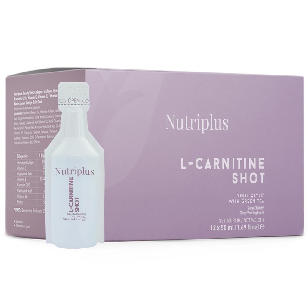 FARMASi Nutriplus Portioned Drink - L-Carnitine, 50 ml (12 adet) - Enerji Desteği, Metabolism Boost, Advanceds Endurance, Daily Drink, Supplements Endurance, Daily Drink, Supplements