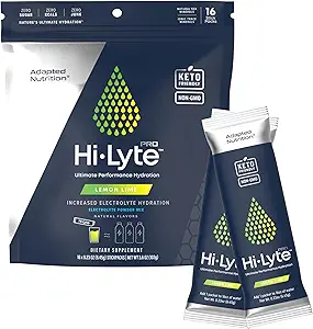 Adapted Nutrition Hi-Lyte Pro Hydration Packets - 16 Individual Drink Packets | Lemon Lime | Flavored Electrolyte Powder | Sugar-Free, Zero Carb, Zero Calorie