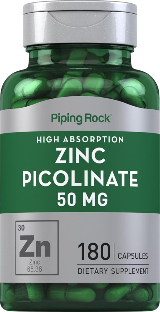 Piping Rock çinko Picolinate 50 mg | 180 Capsules | Non-GMO, Gluten Free Supplement