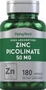 Piping Rock çinko Picolinate 50 mg | 180 Capsules | Non-GMO, Gluten Free Supplement