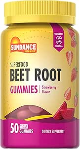 Sundance Beet Root Gummies | 50 Count | Superfood | with Black Pepper | Strawberry Flavor | Vegan, Non-GMO & Gluten Free Supplement