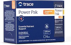 Trace Minerals Power Pak Multivitamin ve Multimineral Packets - Elektrolyte Support - 1200 mg C Plus 70 Tangerine Flavor - 30 Packets