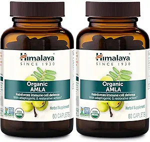 Himalaya Organic Amla/Amalaki για την ενεργό ανοσοποιητική υποστήριξη και την κυτταρική άμυνα, 600 mg, 60 Caplets, 2 μήνες προσφοράς, 2 συσκευασία