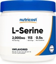 Nutricost L-Serine Toz, 113 Hizmet (.5LB) - 2.000 MG Per - Non-GMO, Gluten Free Free